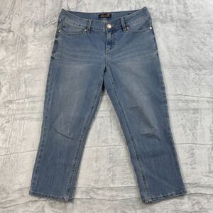 Seven7 Capri Jeans Womens 10 (31x22) Blue Denim Faded Stretch Comfort Skinny Leg